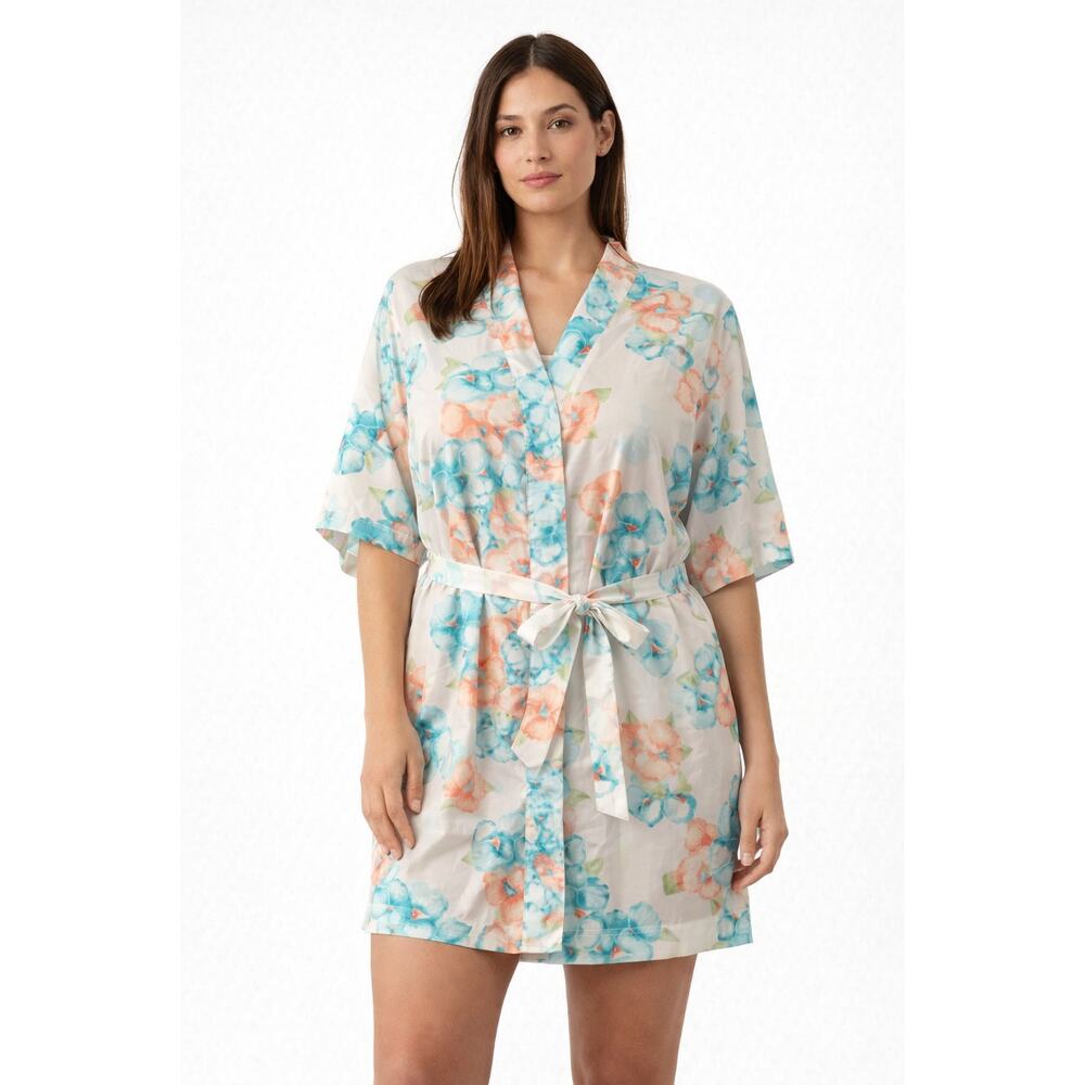 Secret Treasures Floral Robe Womens Large Lightweight Kimono Style